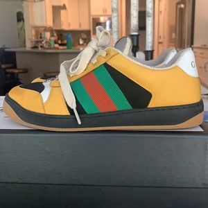 Gucci leather colorblock pattern sneakers